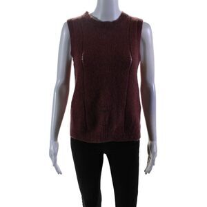 Ekyog Womens Knitted Textured Round Neck Sleeveless Pullover Sweater Red Size XS